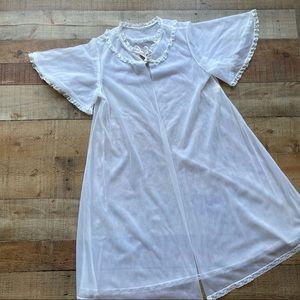Gilead Capelet Robe Sheer Ribbon Closure Short Sleeve Lingerie SMALL VINTAGE